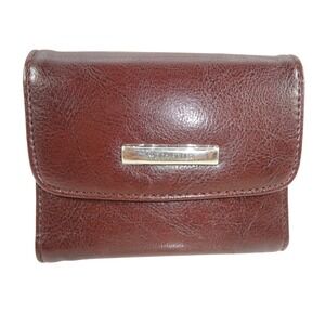 NWT Moda Bella Dark Brown Tri Fold‎ Wallet Snap Closure Coin Pocket Card Slot